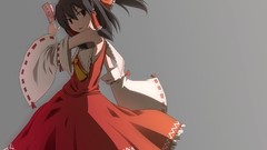 Gray dress long hair brown eyes brunettes hakurei reimu touhou 
