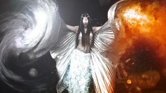 Gray fire white abstract digital art