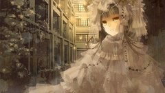 Gray Gothic long hair dress com original konachan