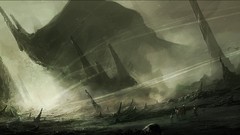 Gray old roads science fiction digital art fantasy art