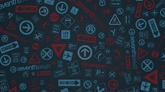 Gray red abstract signs