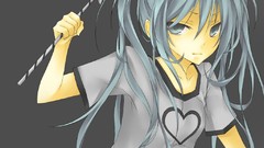 Gray Stars blue hair long hair blue eyes hatsune miku vocaloid 