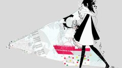 Gray Stars Music dress anime girls black hair original 