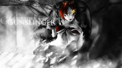 Gray text woman weapons Guns Typography navel chains belts 