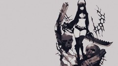 Gray weapons gray background ruins horns navel Shorts 