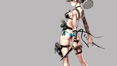 Gray weapons Guns Anime Knives white hair tattoos anime girls 