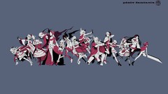 Gray weapons Katana horns red eyes anime girls pixiv fantasia 