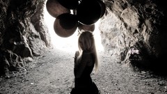 Gray woman Holes Balloons monochrome blondes Kerli