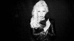 Gray woman leather lady gaga blondes singers grayscale