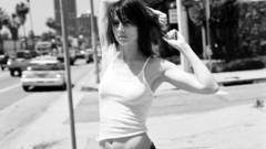 Grayscale cities roadside brunettes