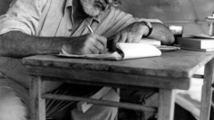 Grayscale drawings writing Ernest