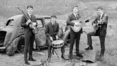 Grayscale guitars The Beatles