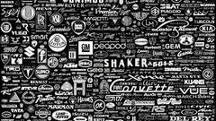 Grayscale logos cars Typography
