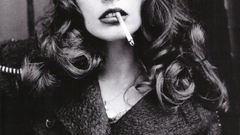 Grayscale Milla Jovovich Cigarettes
