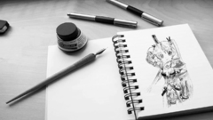 Grayscale monochrome drawings