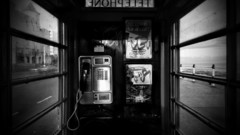 Grayscale phone booth