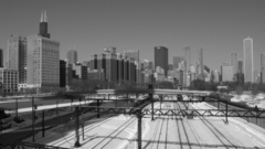 Grayscale railroad tracks