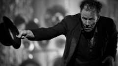 Grayscale Tom waits bows