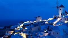 Greece blue lights town santorini