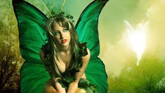 Green abstract angels