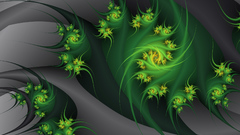 Green abstract Flowers gray