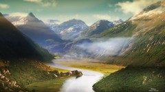 Green abstract Mountains artwork