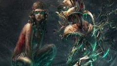 Green abstract multicolor artistic