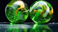 Green abstract spheres