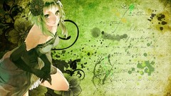 Green abstract vocaloid gloves