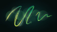 Green abstract waves swirls digital art