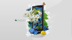 Green advertisement cellphones