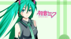 Green anime girls hatsune miku vocaloid bare shoulders detached 