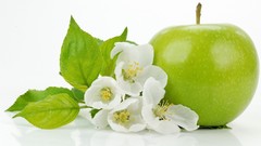 Green apples white flowers fruits