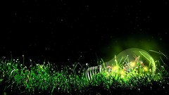 Green artwork light bulbs