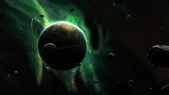 Green Asteroids rings planets outer space