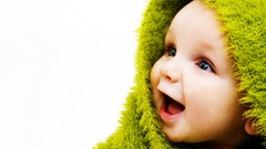 Green baby towels white