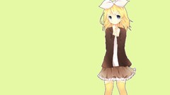Green background blondes skirts anime girls blue eyes vocaloid 