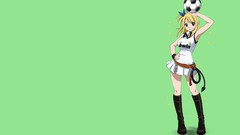 Green background blondes skirts anime girls boots brown eyes 