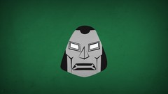 Green background minimalistic blo0p dr doom villians