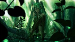 Green backgrounds skirts anime girls green eyes hatsune miku 