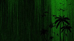 Green Birds bay palm trees Mr.Tuk green leather