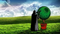 Green blue Trees grass