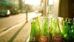 Green bottles coca-cola
