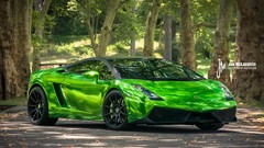 Green cars chrome lamborghini gallardo