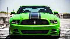 Green cars Ford stripes Ford mustang muscle cars