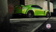 Green cars Nissan nissan gt-r low-angle shot