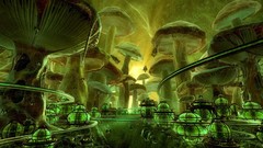 Green cityscapes valleys mushrooms