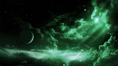 Green clouds outer space