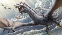Green Dragons Anime creatures skyscapes