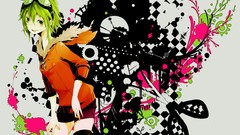 Green eyes goggles vocaloid green hair thigh highs torn 